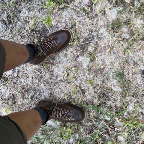 View photo of Frank's Boots Rainier in Horween Cinnamon Waxed Flesh