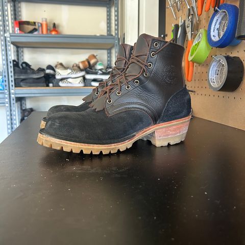 Frank's Type 2 Highlander in Black Roughout Work Leather & Seidel Mocha Oil Tan