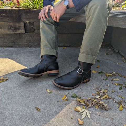 Wesco Mister Lou in Maryam Petrolio Waxed Black Horsehide