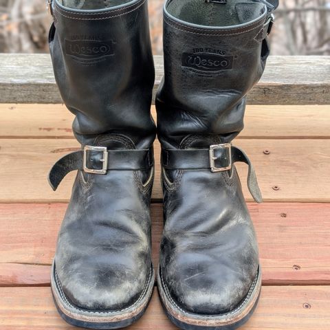 Wesco Mister Lou in Maryam Petrolio Waxed Black Horsehide