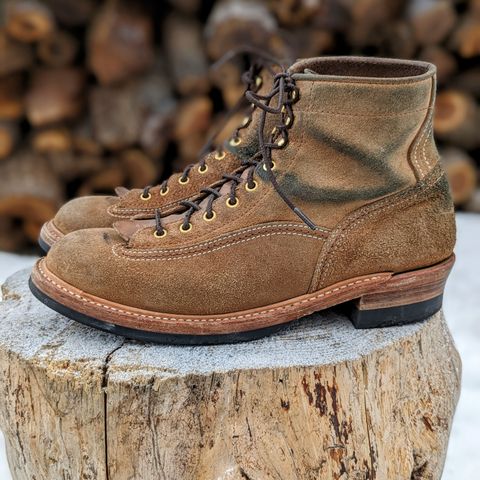 View photo of John Lofgren Donkey Puncher Boots in Horween Natural Chromexcel Roughout