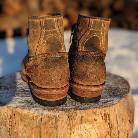 View photo of John Lofgren Donkey Puncher Boots in Horween Natural Chromexcel Roughout