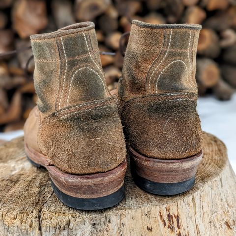 View photo of John Lofgren Donkey Puncher Boots in Horween Natural Chromexcel Roughout