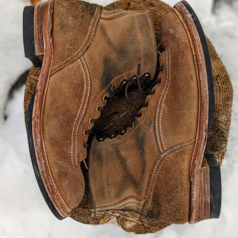 View photo of John Lofgren Donkey Puncher Boots in Horween Natural Chromexcel Roughout