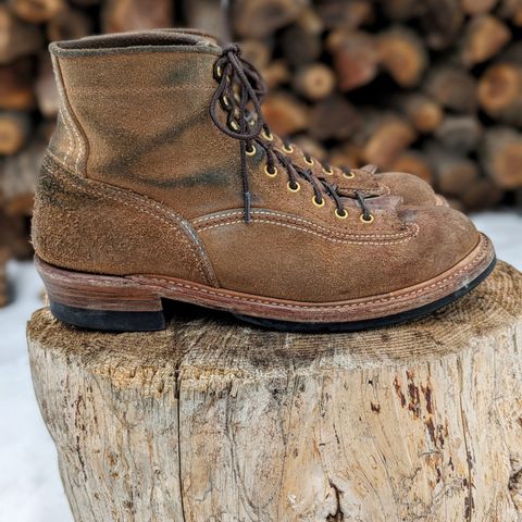 View photo of John Lofgren Donkey Puncher Boots in Horween Natural Chromexcel Roughout