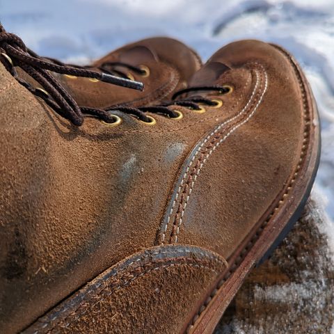 View photo of John Lofgren Donkey Puncher Boots in Horween Natural Chromexcel Roughout