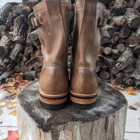 View photo of Viberg Engineer in Horween Natural Chromexcel