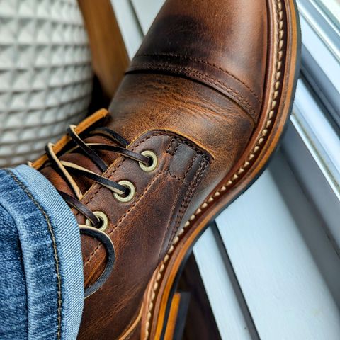 Truman Cap Toe Boot in Tobacco Snakebite