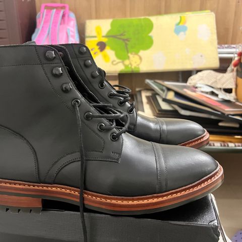 BLKBRD Dixon Cap Toe Derby Boot in Black Pullup