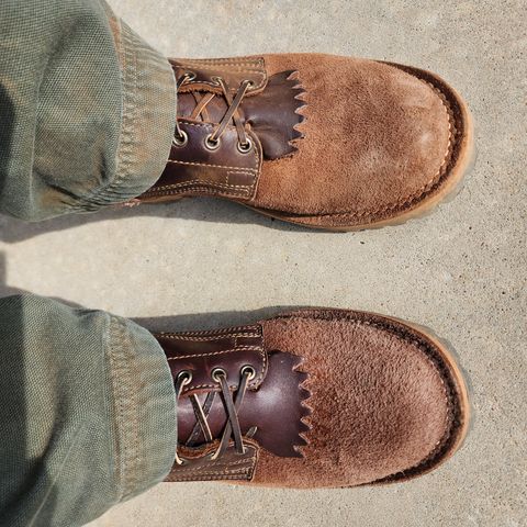 View photo of Drew's Boots 8-Inch Logger in Brown Combo