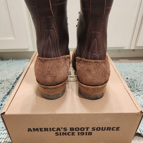 View photo of Drew's Boots 8-Inch Logger in Brown Combo