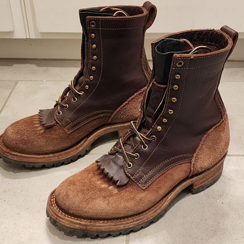 View photo of Drew's Boots 8-Inch Logger in Brown Combo