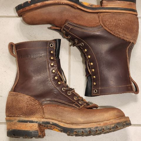 View photo of Drew's Boots 8-Inch Logger in Brown Combo