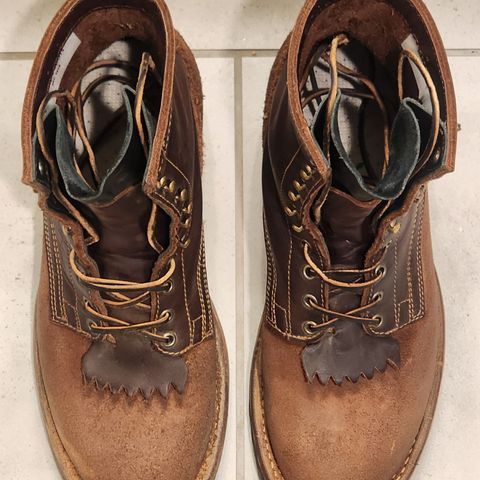 View photo of Drew's Boots 8-Inch Logger in Brown Combo