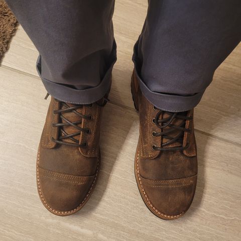 Truman Cap Toe Boot in C.F. Stead Snuff Waxy Commander Suede