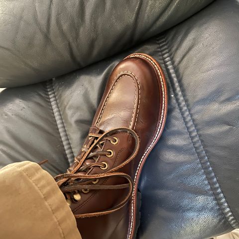 View photo of Grant Stone Brass Boot in Horween Crimson Chromexcel