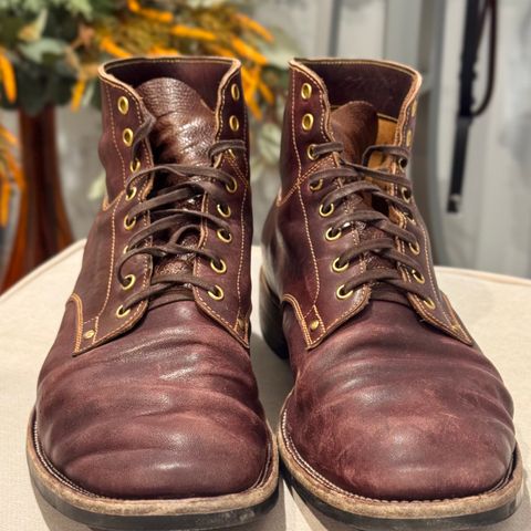 Østmo X Iron Boots Type 1 in Hand-Dyed Burgundy Maryam Washed Horsehide