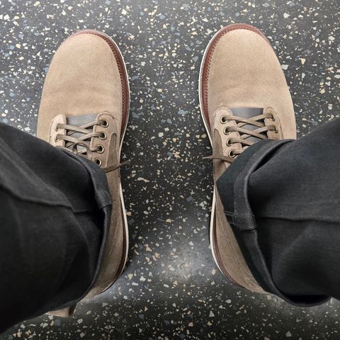 Viberg Scout Boot in C.F. Stead Fog Janus Calf Suede