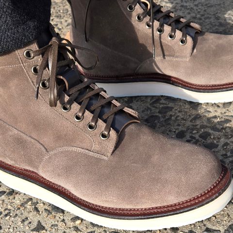 Viberg Scout Boot in C.F. Stead Fog Janus Calf Suede