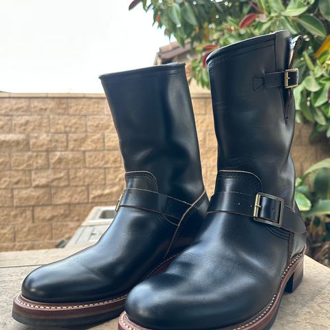 View photo of John Lofgren Wabash Engineer Boots in Horween Black Chromexcel