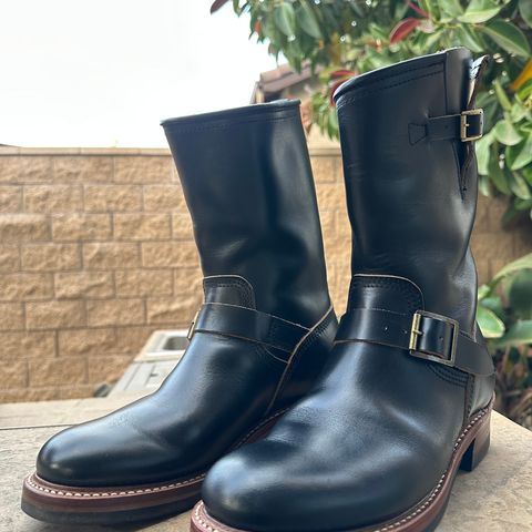 View photo of John Lofgren Wabash Engineer Boots in Horween Black Chromexcel