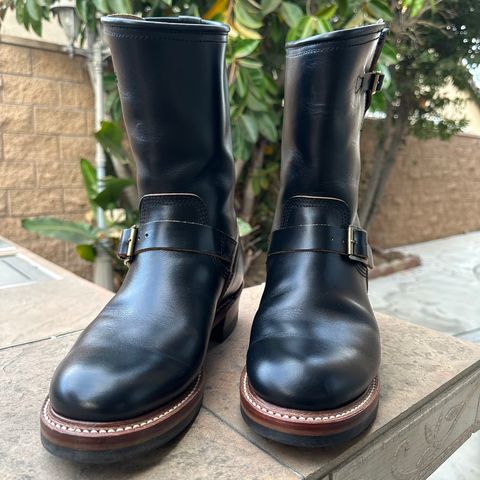 View photo of John Lofgren Wabash Engineer Boots in Horween Black Chromexcel