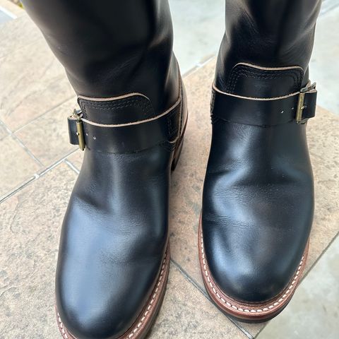 View photo of John Lofgren Wabash Engineer Boots in Horween Black Chromexcel