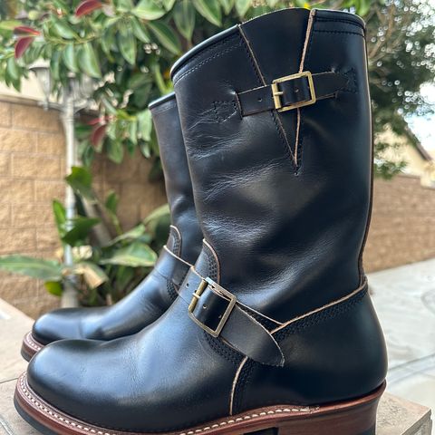 View photo of John Lofgren Wabash Engineer Boots in Horween Black Chromexcel
