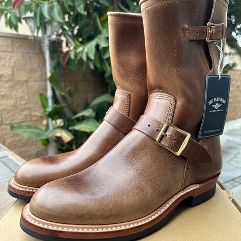 View photo of The Flat Head Engineer Boots in Horween Natural Chromexcel