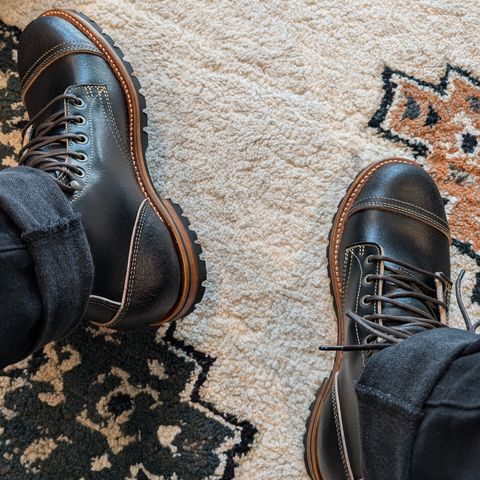 Truman Cap Toe Boot in Horween Black Waxed Flesh