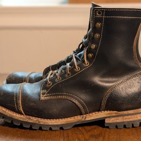 Truman Cap Toe Boot in Horween Black Waxed Flesh
