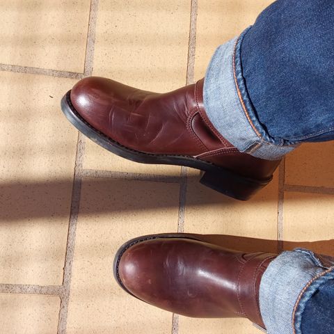View photo of Sancho Boots Engineer in Seidel Chocolate Oil Tan Roughout