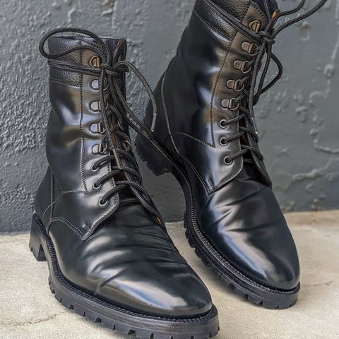 Enzo Bonafe Military Derby Boot in Horween Black Shell Cordovan