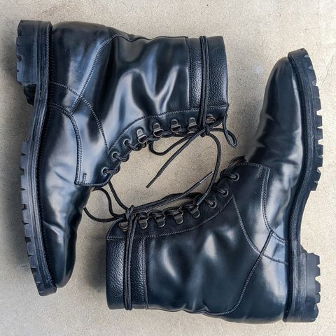 Enzo Bonafe Military Derby Boot in Horween Black Shell Cordovan