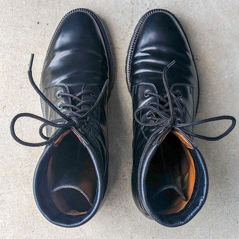 Enzo Bonafe Military Derby Boot in Horween Black Shell Cordovan