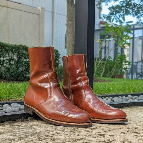 Carmina Zip Boots in Horween Bourbon Shell Cordovan