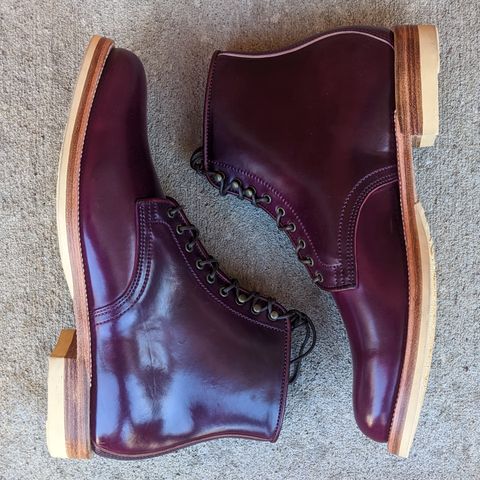 XBXS Derby Boots in Horween Ultraviolet Shell Cordovan