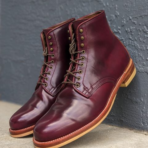 XBXS Derby Boots in Horween Ultraviolet Shell Cordovan