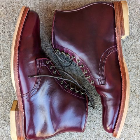 XBXS Derby Boots in Horween Ultraviolet Shell Cordovan