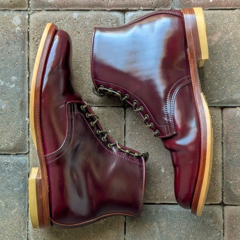 XBXS Derby Boots in Horween Ultraviolet Shell Cordovan
