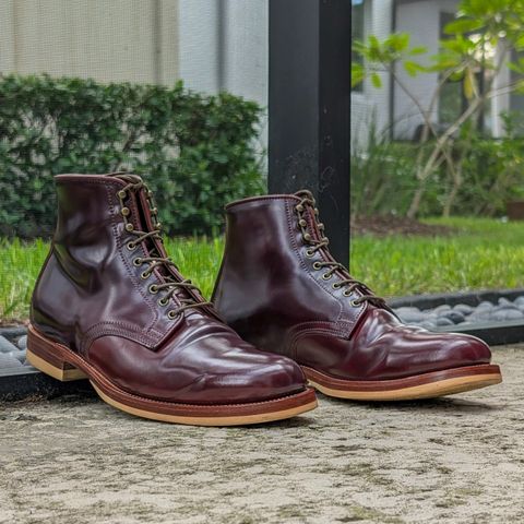 XBXS Derby Boots in Horween Ultraviolet Shell Cordovan
