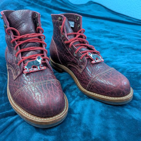 Truman Cap Toe Boot in Law Tanning Black Cherry Big Horn Shrunken Bison