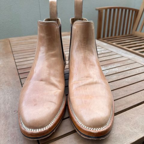 View photo of Briselblack The Seventh Chelsea Boot in Shinki Natural Shell Cordovan