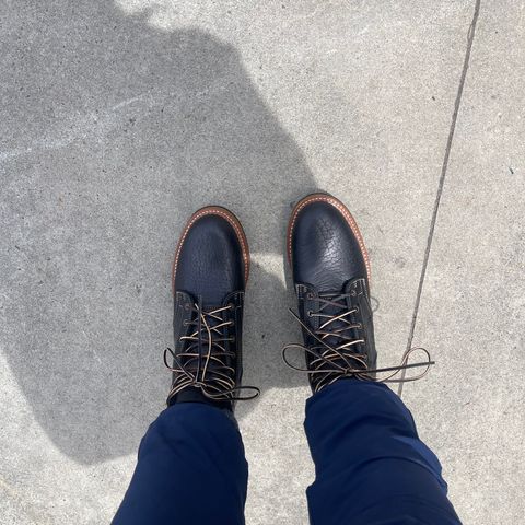 Truman Plain Toe Boot in Law Tanning Black Big Horn Shrunken Bison