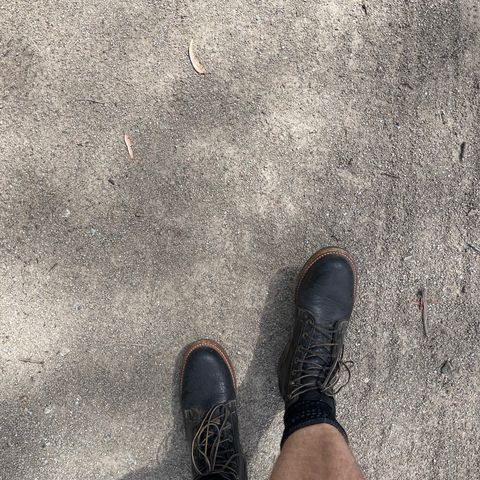 Truman Plain Toe Boot in Law Tanning Black Big Horn Shrunken Bison