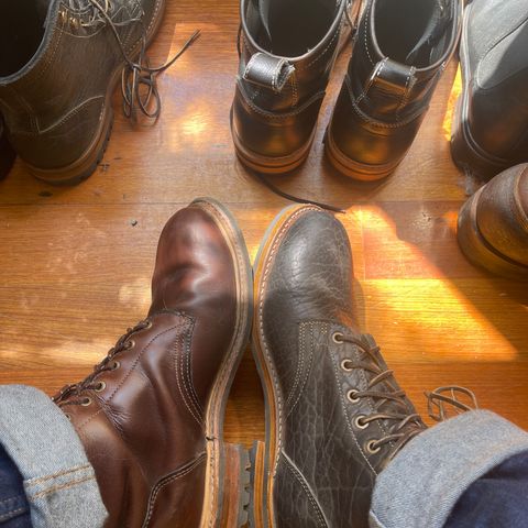 Truman Plain Toe Boot in Law Tanning Black Big Horn Shrunken Bison