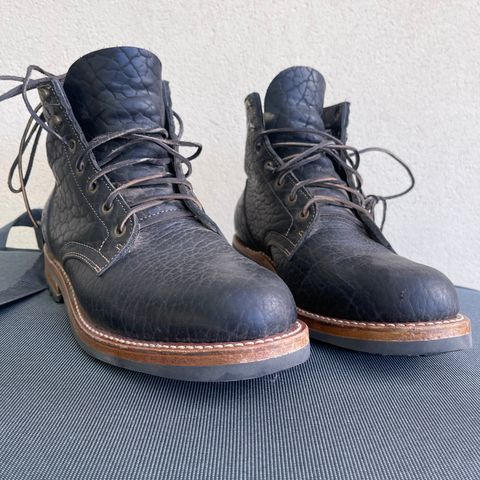 Truman Plain Toe Boot in Law Tanning Black Big Horn Shrunken Bison
