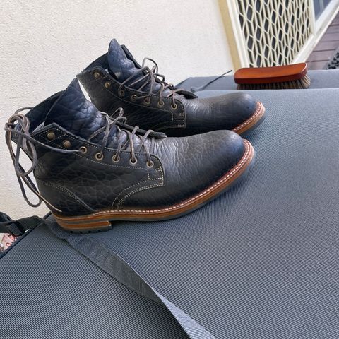 Truman Plain Toe Boot in Law Tanning Black Big Horn Shrunken Bison