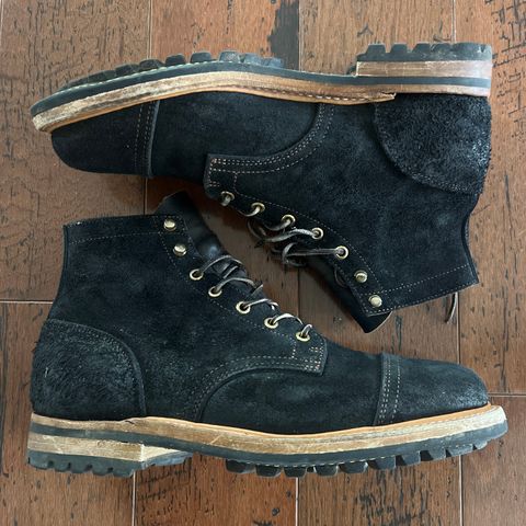 View photo of Truman Cap Toe Boot in Black Oiled Rough Out