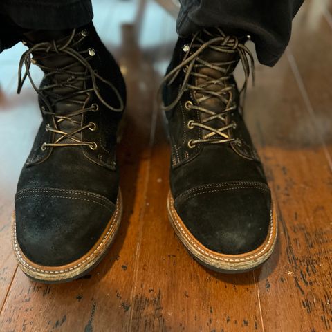 Truman Cap Toe Boot in Black Oiled Rough Out